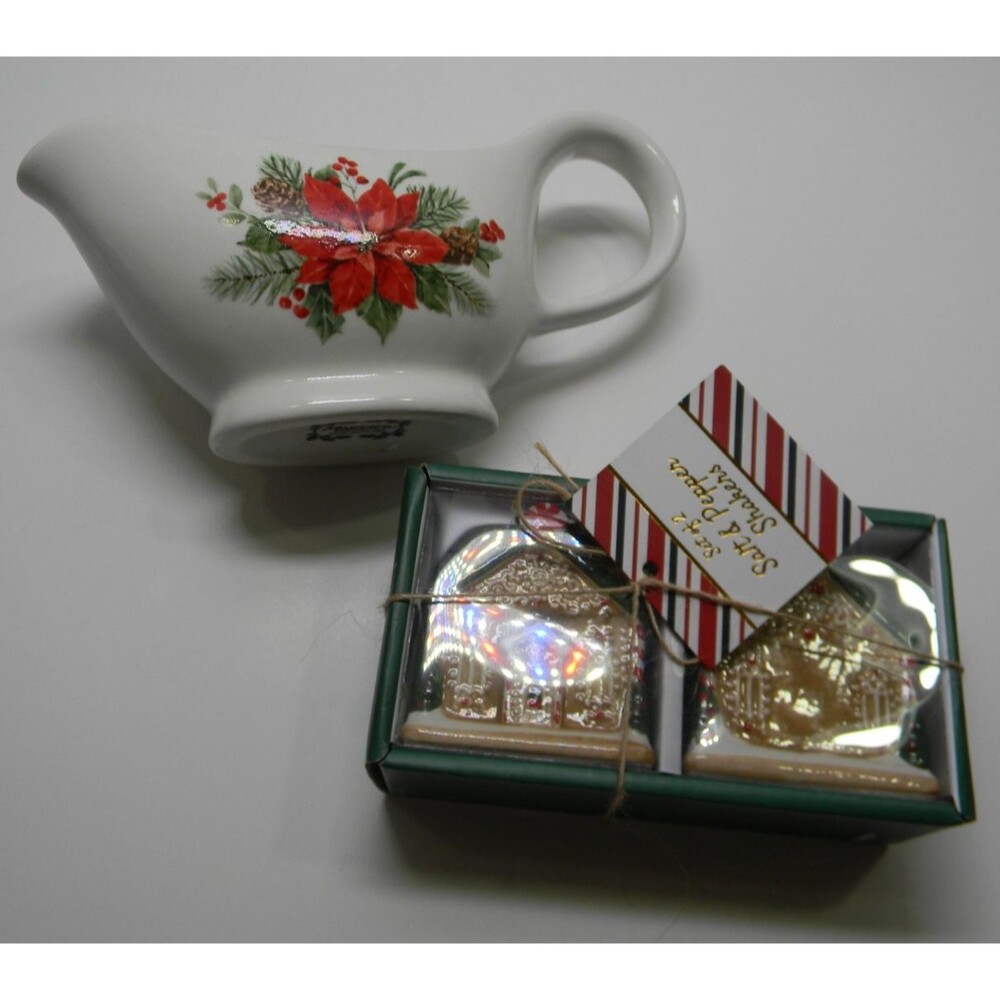 Lot of Christmas Kitchen Decor Towels Salt Pepper Gravy Boat All New Unused - Picture 3 of 8